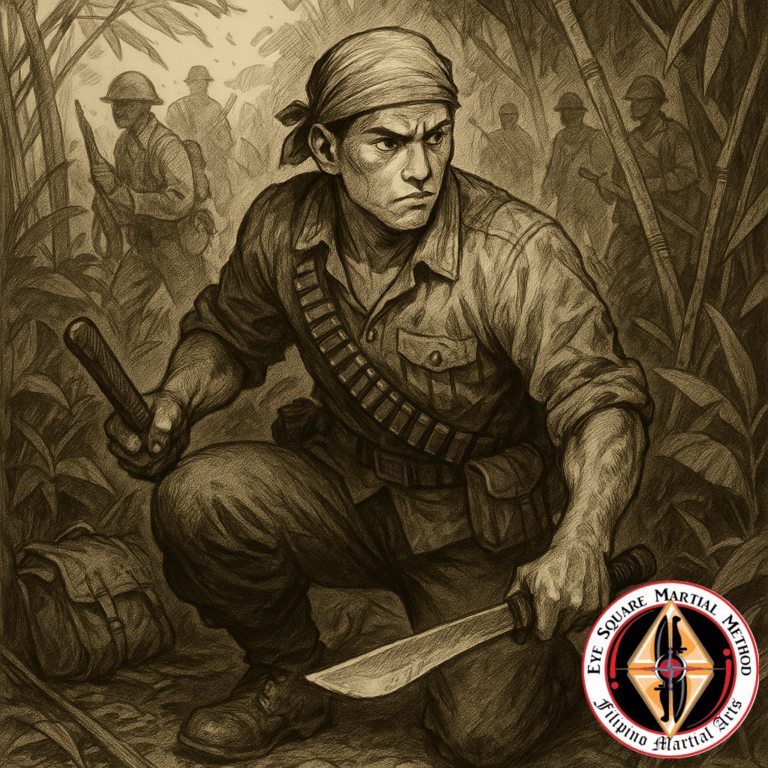 A Filipino guerrilla in the jungle during World War II