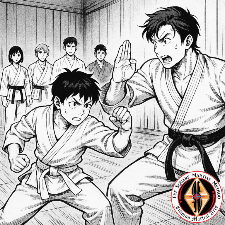 A beginner flawlessly executing a defensive technique against a black belt.