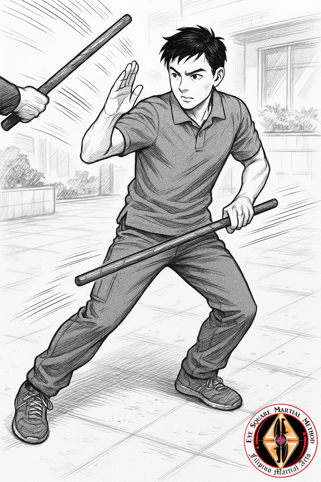 Bayani using superior footwork to dodge an incoming attack.